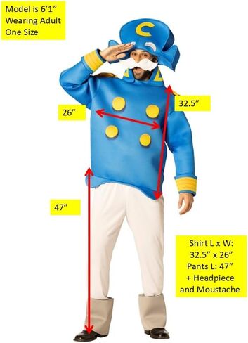Cap'n Crunch Cereal Sea Captain Character Halloween Costume, Men's Adult One Size in Saudi Arabia