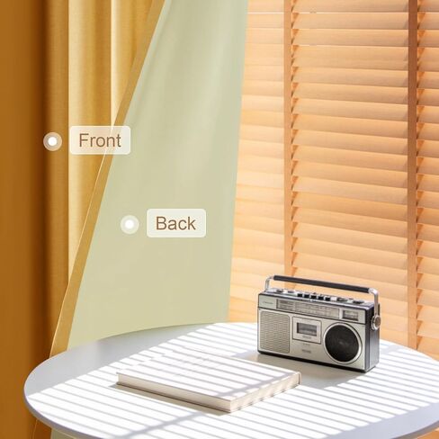 Etherealveil 100% Blackout Linen Curtains 52x84 inches-2 Panels, Mustard Yellow Rod Pocket & Back Tab Drapes Soundproof Thermal Insulated for Bedroom Living Room Kids Room 52" W x 84" L in Saudi Arabia