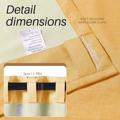 Etherealveil 100% Blackout Linen Curtains 52x84 inches-2 Panels, Mustard Yellow Rod Pocket & Back Tab Drapes Soundproof Thermal Insulated for Bedroom Living Room Kids Room 52" W x 84" L in Saudi Arabia
