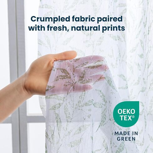 SLEEP ZONE Sheer Curtains for Bedroom Living Room, Floral Printed Sheer Curtains 63 inch Length 2 Panels Light Filtering Farmhouse Window Treatments Drapes with Rod Pocket, 51" W ×63" L, Sage Green in Saudi Arabia