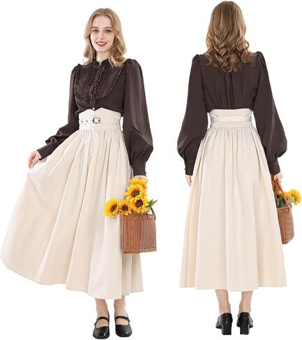 Victorian Dress Women 2-Pieces 1800s Edwardian Dresses Renaissance Costume Medieval Dress with Pockets in Saudi Arabia