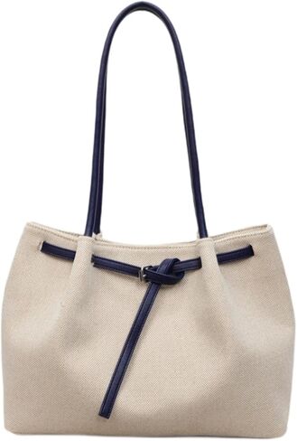 Women Tote Bag Large Shoulder Handbag Purse Satchel with Ergonomic Handle Composite Cloth Elegant Lightweight Construction Suitable for Work Travel, Blue Handle in Saudi Arabia
