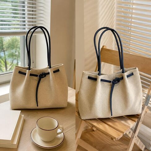 Women Tote Bag Large Shoulder Handbag Purse Satchel with Ergonomic Handle Composite Cloth Elegant Lightweight Construction Suitable for Work Travel, Blue Handle in Saudi Arabia