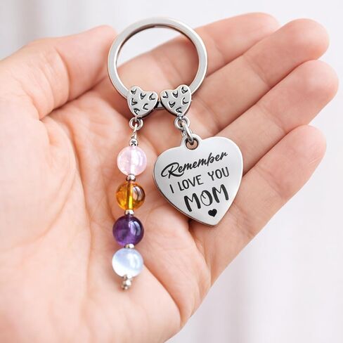 Birthday Gifts for Mom from Daughter Son - Keychain Gifts for Mothers Day 2026, I Love You Mom Key Chain, Gift Idea for Stepmom Mother in Law Gigi Nana, Healing Crystals Keychain for Women in Saudi Arabia