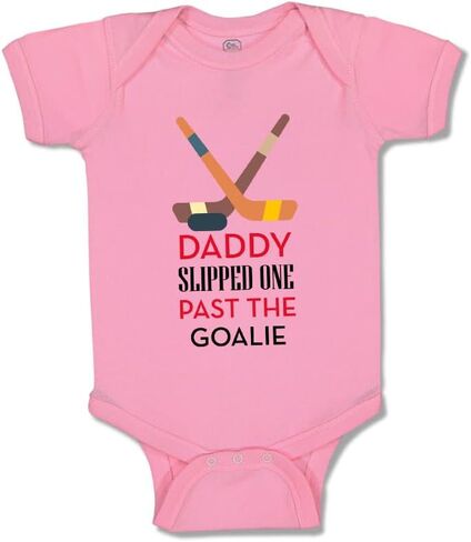 Cute Rascals Baby Bodysuit Daddy Slipped 1 past The Goalie Hockey Dad Father's Day Boy & Girl Baby Clothes Funny Cotton Soft Pink Design Only Newborn in Kuwait