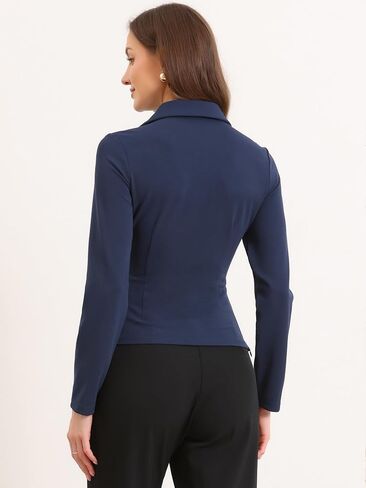 Allegra K Wrap Tops for Women V Neck Long Sleeve Knitted Elastic Ruched Waist Elegant Office Shirts in Kuwait