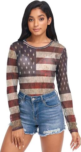 Vintage Butterfly Pattern Women's Long Sleeeve Mesh Shirt Sheer See Through Top Blouse,S in Saudi Arabia