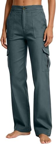 Cargo Pants Women 2026 High Waist Straight Leg Waterproof Hiking Pants Women Button Stretch Outdoor Work Trousers in Kuwait