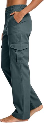 Cargo Pants Women 2026 High Waist Straight Leg Waterproof Hiking Pants Women Button Stretch Outdoor Work Trousers in Kuwait