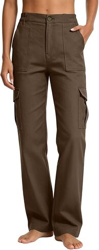 Cargo Pants Women 2026 High Waist Straight Leg Waterproof Hiking Pants Women Button Stretch Outdoor Work Trousers in Kuwait