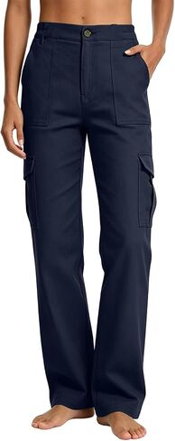 Cargo Pants Women 2026 High Waist Straight Leg Waterproof Hiking Pants Women Button Stretch Outdoor Work Trousers in Kuwait