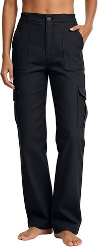 Cargo Pants Women 2026 High Waist Straight Leg Waterproof Hiking Pants Women Button Stretch Outdoor Work Trousers in Kuwait