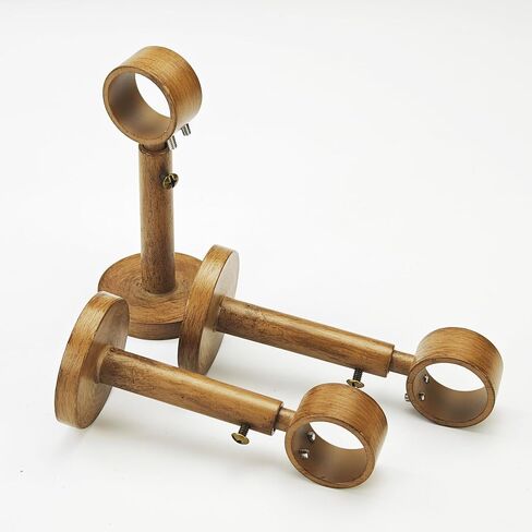 Adjustable Curtain Rod Bracket, 3 Pcs Aluminum Alloy Curtain Rod Holders for 1 or 1-1/8 Inch Single Curtain Rods (Wood color, 3 pcs) in Saudi Arabia