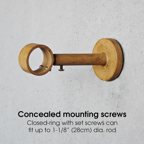 Adjustable Curtain Rod Bracket, 3 Pcs Aluminum Alloy Curtain Rod Holders for 1 or 1-1/8 Inch Single Curtain Rods (Wood color, 3 pcs) in Saudi Arabia