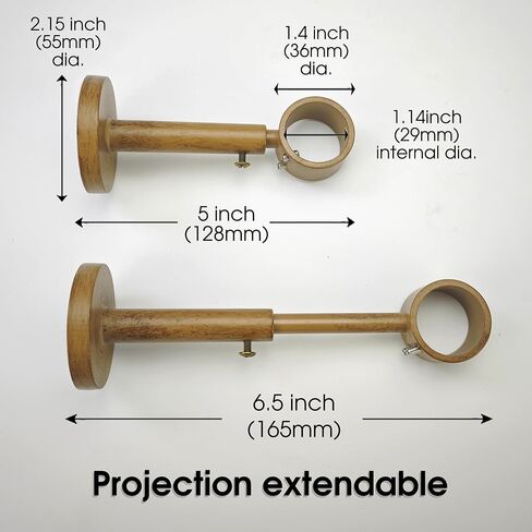 Adjustable Curtain Rod Bracket, 3 Pcs Aluminum Alloy Curtain Rod Holders for 1 or 1-1/8 Inch Single Curtain Rods (Wood color, 3 pcs) in Saudi Arabia