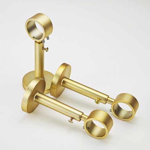 Adjustable Curtain Rod Bracket, 3 Pcs Aluminum Alloy Curtain Rod Holders for 1 or 1-1/8 Inch Single Curtain Rods (Wood color, 3 pcs) in Saudi Arabia