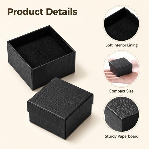 200 Pcs Cardboard Jewelry Gift Boxes Bulk, 2 x 2 x 1.2 Inch Small Black Boxes for Gifts, Earring Ring Boxes, Bulk Ring Boxes for Multiple Jewelry Storage & Display in Saudi Arabia