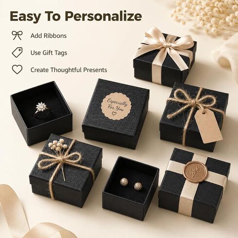 200 Pcs Cardboard Jewelry Gift Boxes Bulk, 2 x 2 x 1.2 Inch Small Black Boxes for Gifts, Earring Ring Boxes, Bulk Ring Boxes for Multiple Jewelry Storage & Display in Saudi Arabia