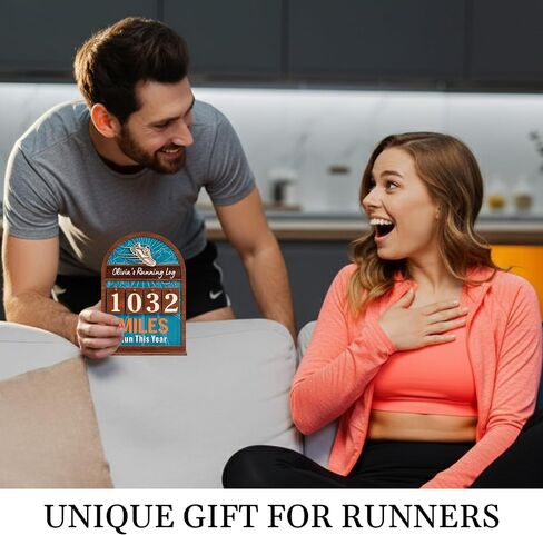 Personalized Miles Run This Year Tracker, Custom Wooden Running Log Counter, Unique Gifts for Runners Men Women, Cool Marathon Runner Gifts, Home Decor in Saudi Arabia