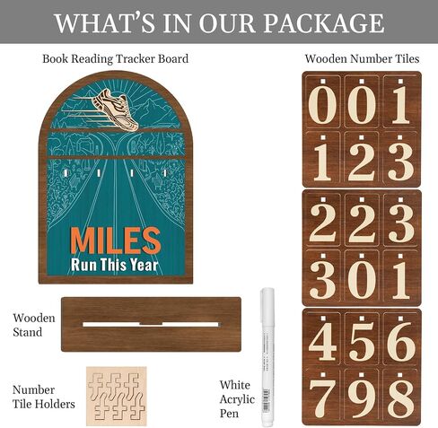 Personalized Miles Run This Year Tracker, Custom Wooden Running Log Counter, Unique Gifts for Runners Men Women, Cool Marathon Runner Gifts, Home Decor in Saudi Arabia