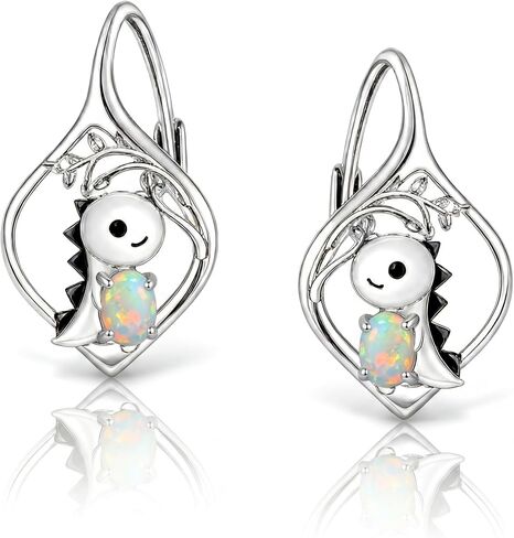 Animal Earrings 18K White Gold Plated Goat/Raven/Bat/Dinosaur/Capybara/Shark/Bull Head/Cat in Saudi Arabia