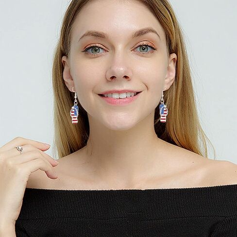 Patriotic Red White Blue American USA Flag Earrings, Cute Fashion Sandal Shape Flip-flop earrings Independenca Day Patriotic Jewelry Great for Women 4th of July Gift in Saudi Arabia