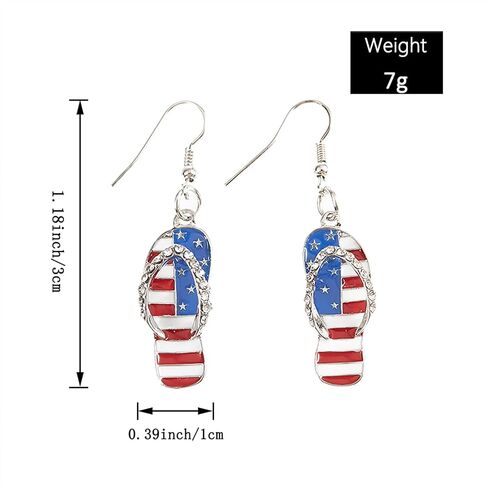 Patriotic Red White Blue American USA Flag Earrings, Cute Fashion Sandal Shape Flip-flop earrings Independenca Day Patriotic Jewelry Great for Women 4th of July Gift in Saudi Arabia