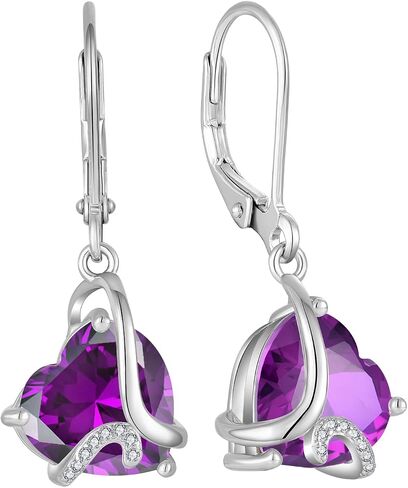 I Love You Forever Heart Dangle Drop Earrings Birthstone Jewelry for Women in Saudi Arabia