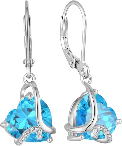 I Love You Forever Heart Dangle Drop Earrings Birthstone Jewelry for Women in Saudi Arabia