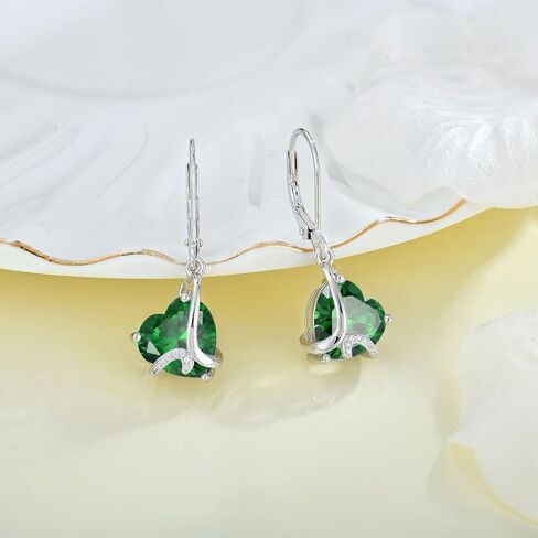 I Love You Forever Heart Dangle Drop Earrings Birthstone Jewelry for Women in Saudi Arabia