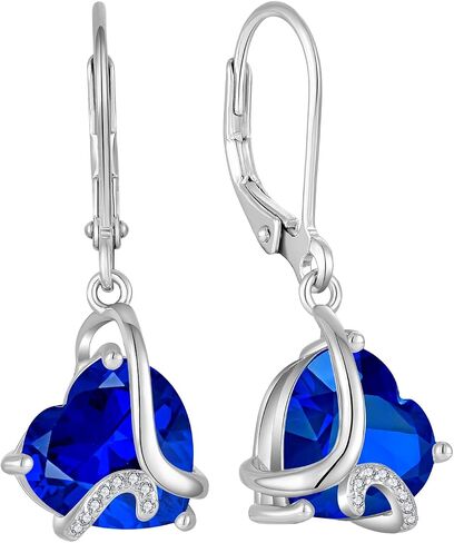 I Love You Forever Heart Dangle Drop Earrings Birthstone Jewelry for Women in Saudi Arabia