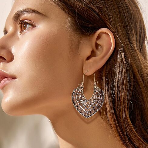 4 Pairs Boho Dangle Earrings for Women,Boho Dangle Drop Earrings | Bohemian,Geometric,Trendy Summer Earring,Jewelry Gifts for Women,Vintage,Metal Earrings Set in Saudi Arabia