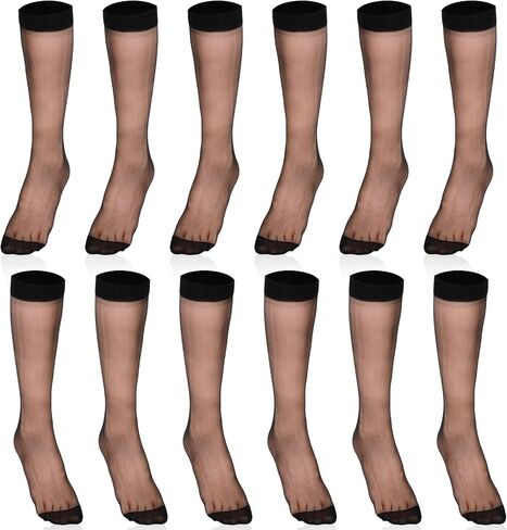 6 Pairs Knee High Stockings for Women, Black Knees High Stockings, Knee Highs Socks Sheer Nylon Socks for Women, Pantyhose for Woman in Saudi Arabia