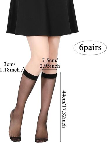 6 Pairs Knee High Stockings for Women, Black Knees High Stockings, Knee Highs Socks Sheer Nylon Socks for Women, Pantyhose for Woman in Saudi Arabia