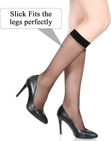 6 Pairs Knee High Stockings for Women, Black Knees High Stockings, Knee Highs Socks Sheer Nylon Socks for Women, Pantyhose for Woman in Saudi Arabia