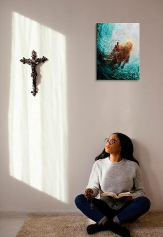 Jesus Wall Art 12x16 Framed Christian Prints Christian Reaching Into Water Canvas The God Of Hand Artwork Religious Painting Serenity Prayer Room Decor Catholic Biblical Posters Bible Verse lds Gifts Baptism Easter Home Spiritual in Saudi Arabia