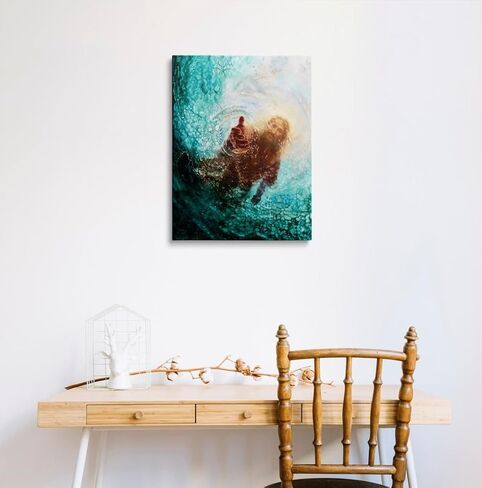 Jesus Wall Art 12x16 Framed Christian Prints Christian Reaching Into Water Canvas The God Of Hand Artwork Religious Painting Serenity Prayer Room Decor Catholic Biblical Posters Bible Verse lds Gifts Baptism Easter Home Spiritual in Saudi Arabia