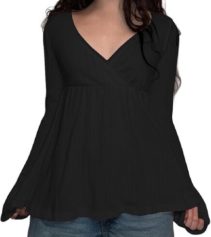 Women Y2k Fairy Lace Patchwork Babydoll Shirt Long Sleeve Peplum Top Vintage Harajuku Aesthetic Slim Blouse in Saudi Arabia