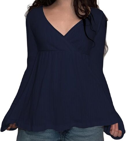 Women Y2k Fairy Lace Patchwork Babydoll Shirt Long Sleeve Peplum Top Vintage Harajuku Aesthetic Slim Blouse in Saudi Arabia