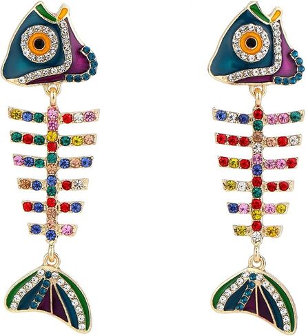 Boho Fish Earring For Women Pink Zircon Fish Stud Statement Earrings Bohemia Summer Fashion Beach Jewelry in Saudi Arabia