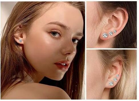 20G Piercing Jewelry Set, Hypoallergenic Flat Back Stud Earrings For Women Men, 14K Gold Plated Cartilage Earrings For Sensitive Ears, Leaf Flower & CZ Helix Tragus Piercing Jewelry - 5 Pair in Saudi Arabia