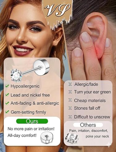 20G Piercing Jewelry Set, Hypoallergenic Flat Back Stud Earrings For Women Men, 14K Gold Plated Cartilage Earrings For Sensitive Ears, Leaf Flower & CZ Helix Tragus Piercing Jewelry - 5 Pair in Saudi Arabia
