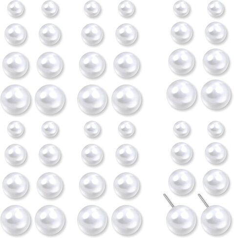 JJUNW 24 Pairs Pearl Earrings for Women, Pearl Earrings Stack, Mixed Size Pearls Earring Pack Fake Pearling Stud Ear Stack, Big Pearls Ear for Bridal Wedding Christmas Jewelry in Kuwait