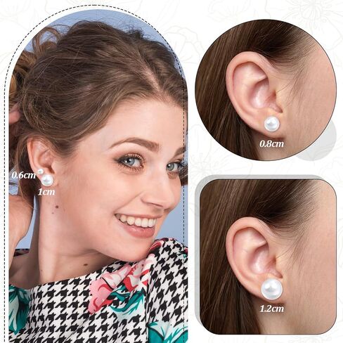 JJUNW 24 Pairs Pearl Earrings for Women, Pearl Earrings Stack, Mixed Size Pearls Earring Pack Fake Pearling Stud Ear Stack, Big Pearls Ear for Bridal Wedding Christmas Jewelry in Kuwait