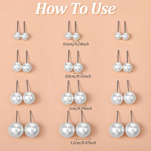 JJUNW 24 Pairs Pearl Earrings for Women, Pearl Earrings Stack, Mixed Size Pearls Earring Pack Fake Pearling Stud Ear Stack, Big Pearls Ear for Bridal Wedding Christmas Jewelry in Kuwait