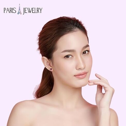 Paris Jewelry 18k Yellow Gold Plated 6mm Created Ruby 3 Pair Round, Square And Heart Stud Earrings in Saudi Arabia