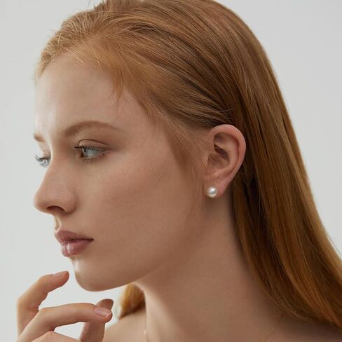 10 Pairs Pearl Earrings for Women, Hypoallergenic Stud Earrings Set with White & Pale Yellow Pearls 4-10mm, Stainless Steel Big and Small Earrings Gift Set in Saudi Arabia