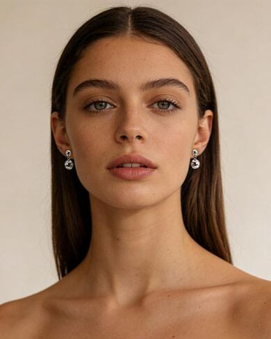 Silver Simple Double Ball Dangle Stud Earrings Statement Minimalist Prom Drop Earrings for Women Gift in Saudi Arabia