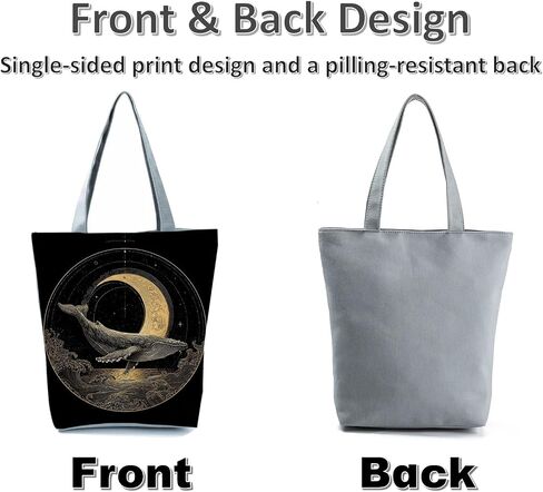 Whale Tote Bag Moon and Stars Gold Line Art Print Handbag Zipper Closure Shoulder Bag for Women Birthday Present Casual Everyday Tote in Saudi Arabia