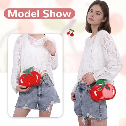 Oweisong Cherry Purse for Women Novelty Fun Shape Handbag Tote Red Cute Unique Fruit Shoulder Crossbody Bag in Kuwait